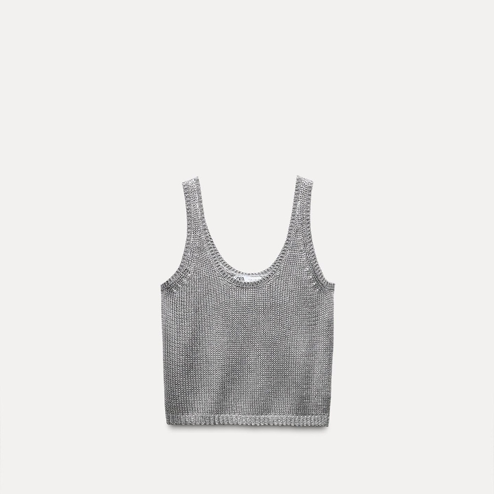 Silver Knit Tank Top Size L